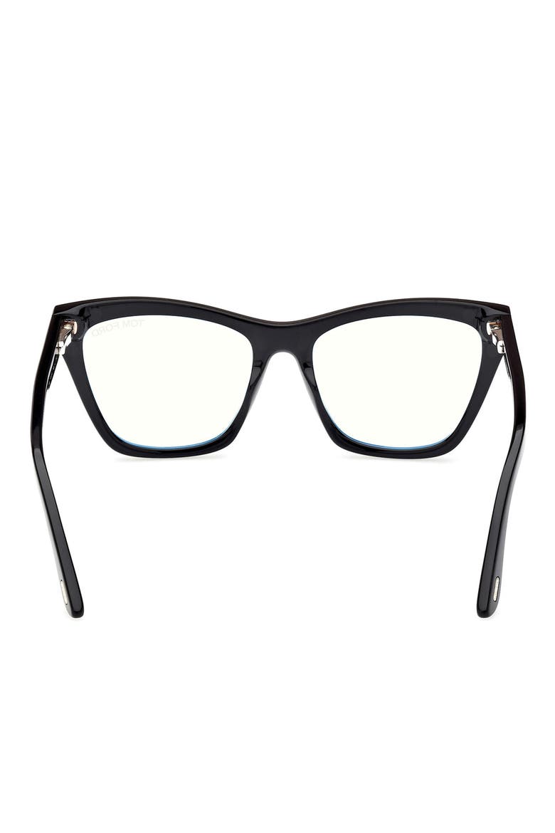 54mm Cat Eye Blue Light Blocking Optical Glasses, Alternate, color, BLACK ECO / T LOGO