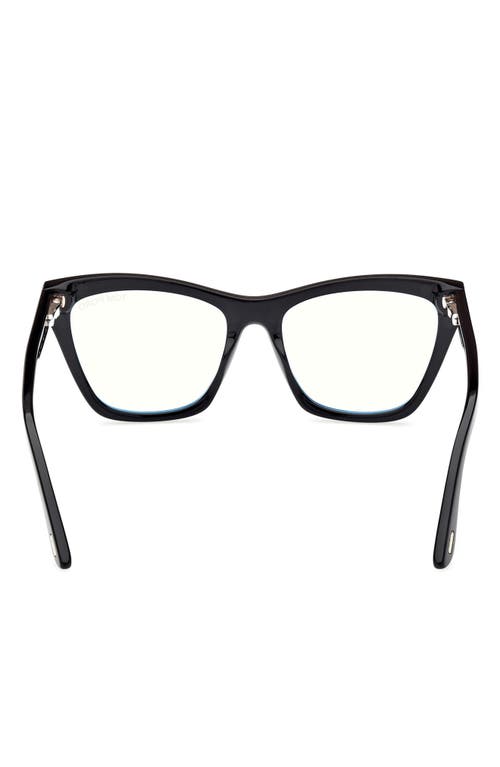 Tom Ford 54mm Cat Eye Blue Light Blocking Optical Glasses In Black