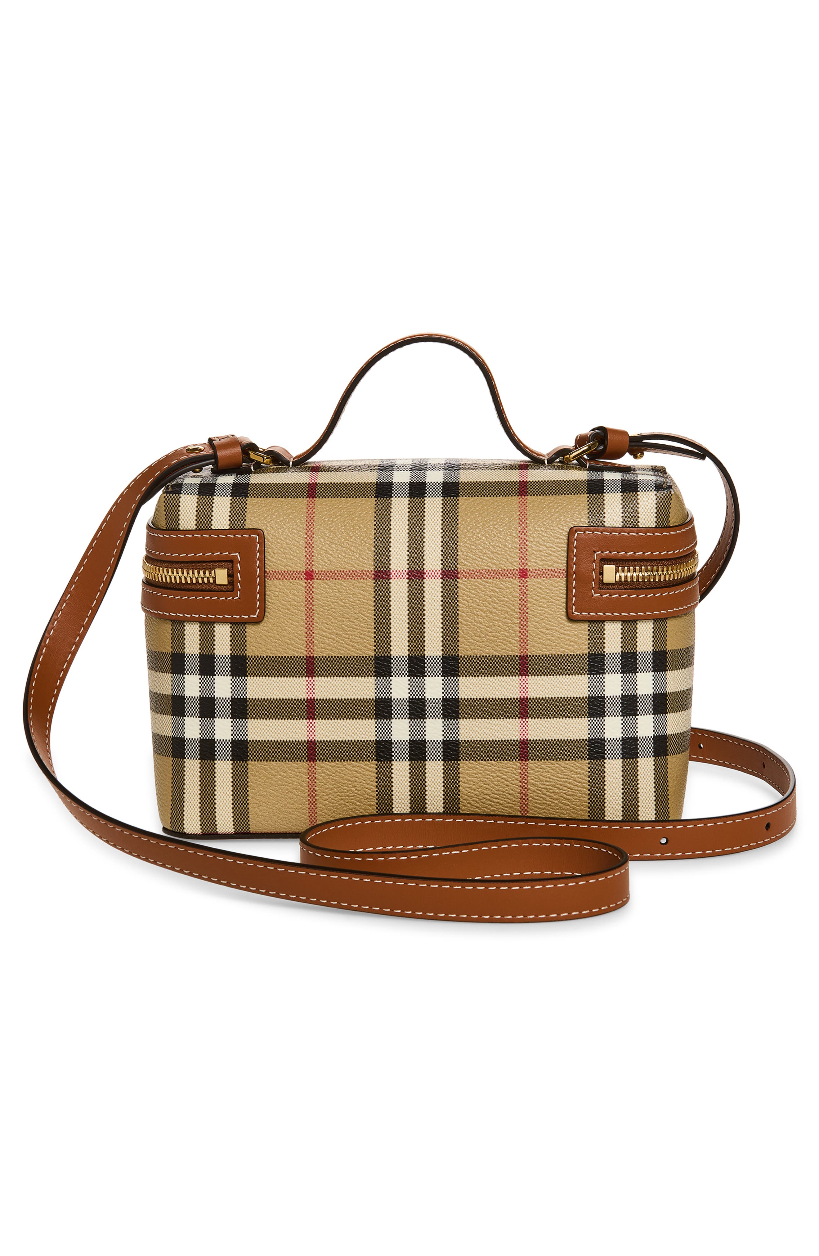 Burberry Check Coated Canvas Vanity Case, Alternate, color, Vntg Chk/ Briar Brown