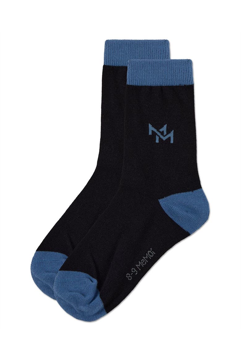 Overlapped-M Fine-Gauge Crew Sock, Alternate, color, Navy