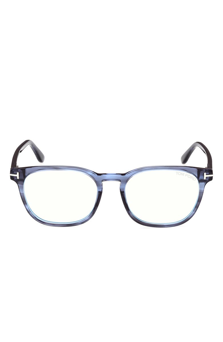 TOM FORD 53mm Square Blue Light Blocking Glasses, Main, color, Blue/Other