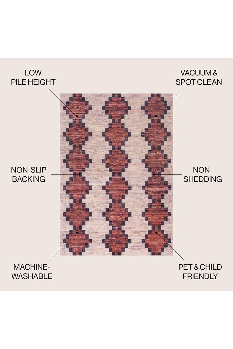Timantii Modern Trellis Kilim Machine-Washable Area Rug, Alternate, color, Red/Ivory