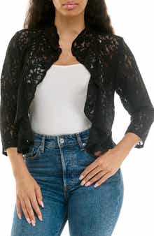 Nina Leonard Lace Three-Quarter Sleeve Bolero