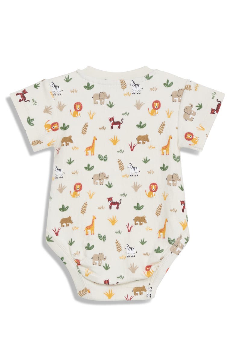 JOJO MAMAN BEBE Safari Print Ribbed Bodysuit & Shorts Set, Alternate, color, 