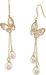 The Pearl Source White Freshwater Pearl Gaia Earrings