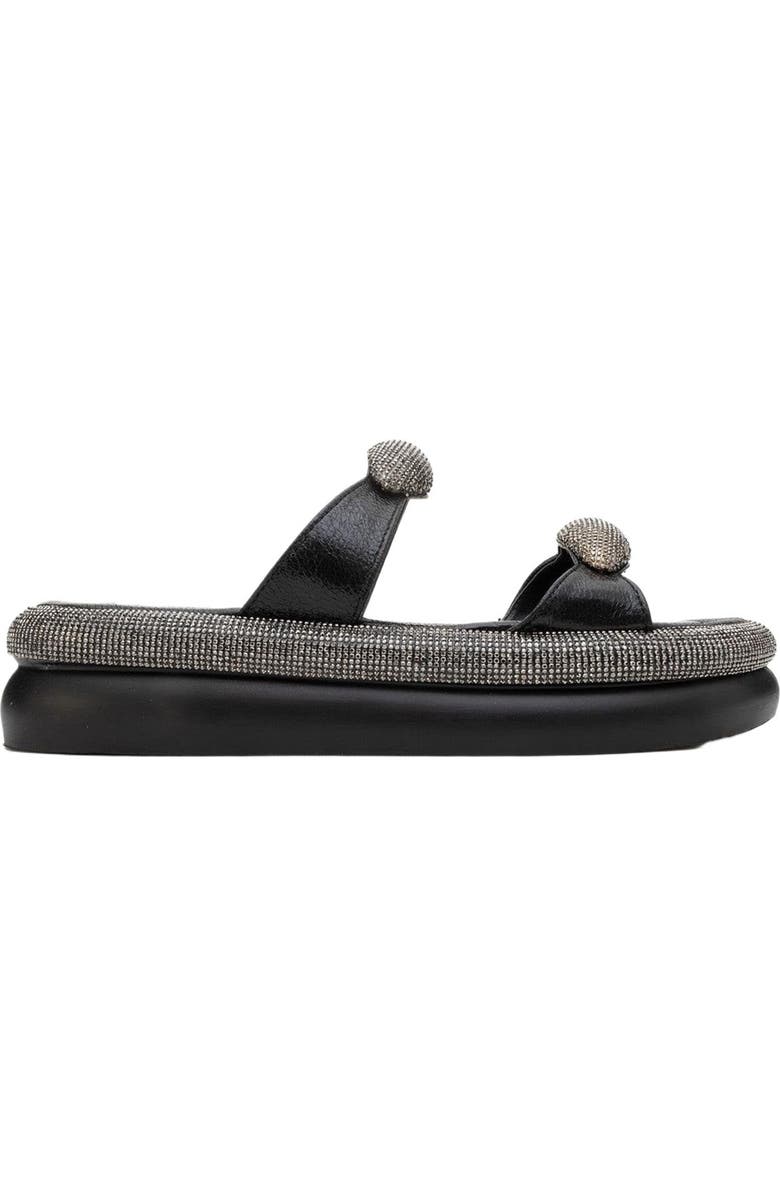 Prologue Shoes Finery Embellished Platform Slide, Alternate, color, Black Faux Leather