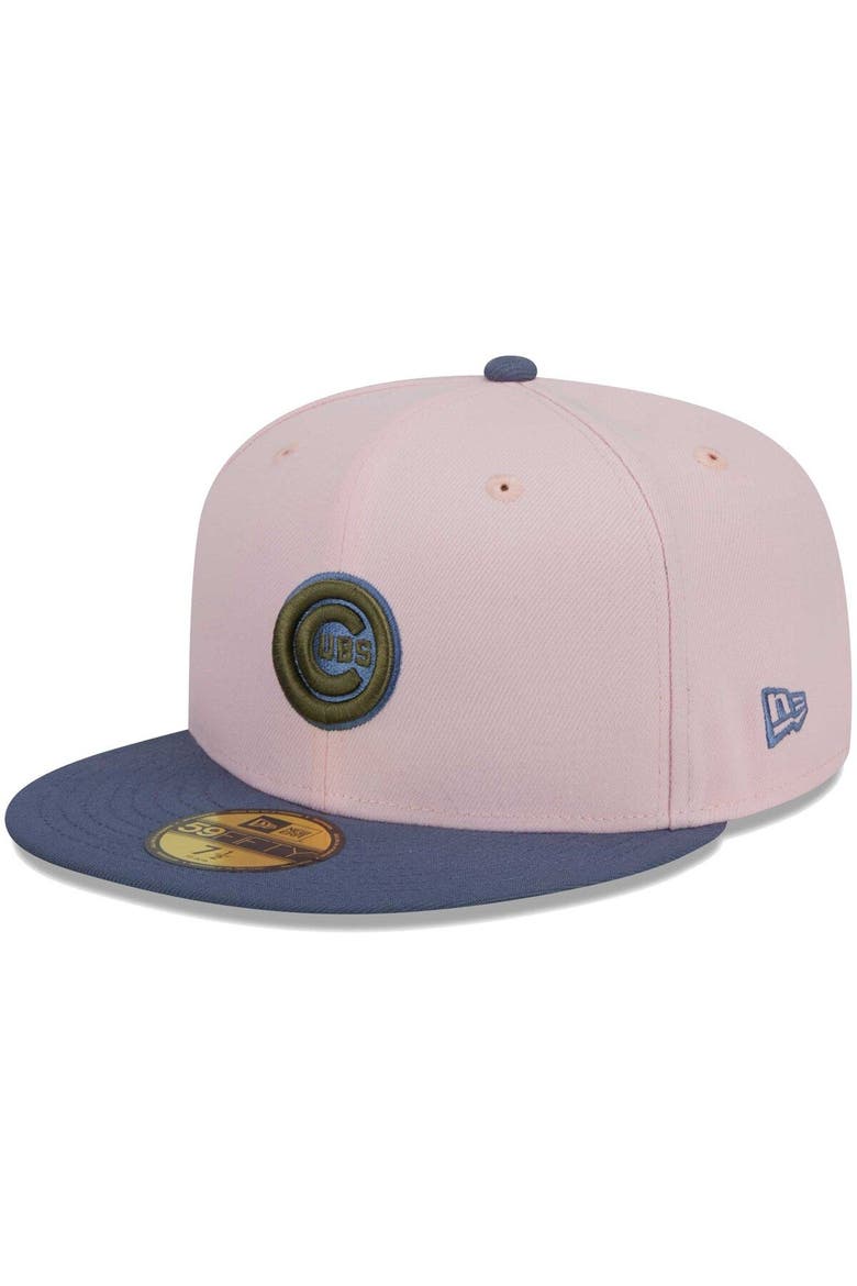 Men's New Era Pink/Blue Chicago Cubs  Olive Undervisor 59FIFTY Fitted Hat, Alternate, color, Pink