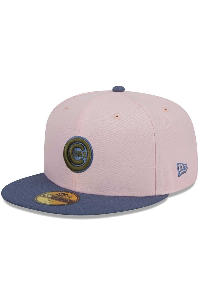 New Era Men's New Era Pink/Blue Chicago Cubs Olive Undervisor 59FIFTY Fitted Hat, Alternate, color, Pink