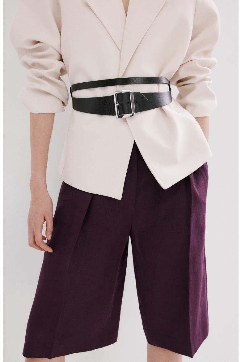 Linen Bermuda Shorts, Alternate, color, PURPLE