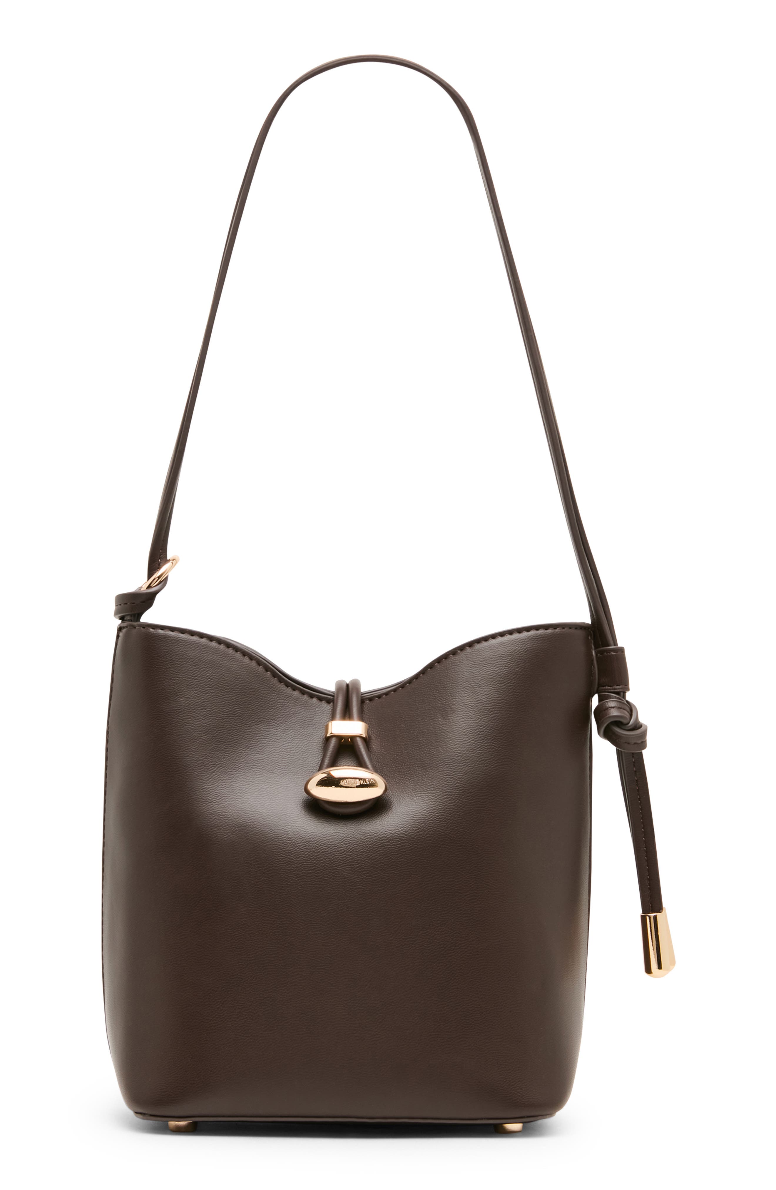 Small Faux Leather Bucket Bag, Main, color, ESPRESSO
