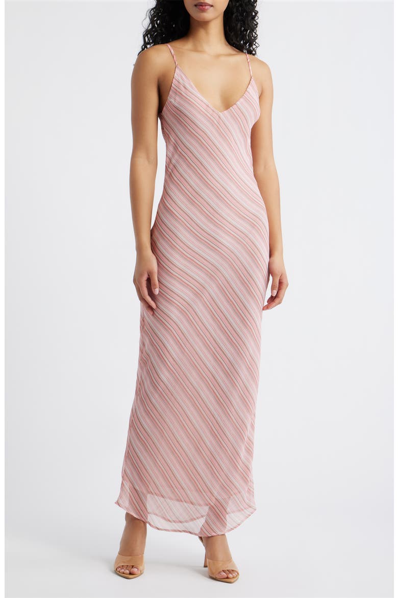 The Jordan Stripe Maxi Slipdress, Main, color, PINK STRIPE