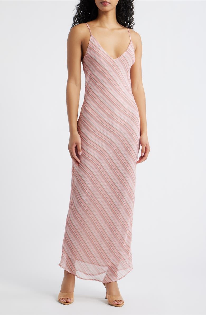 Bella Venice The Jordan Stripe Maxi Slipdress, Main, color, Pink Stripe