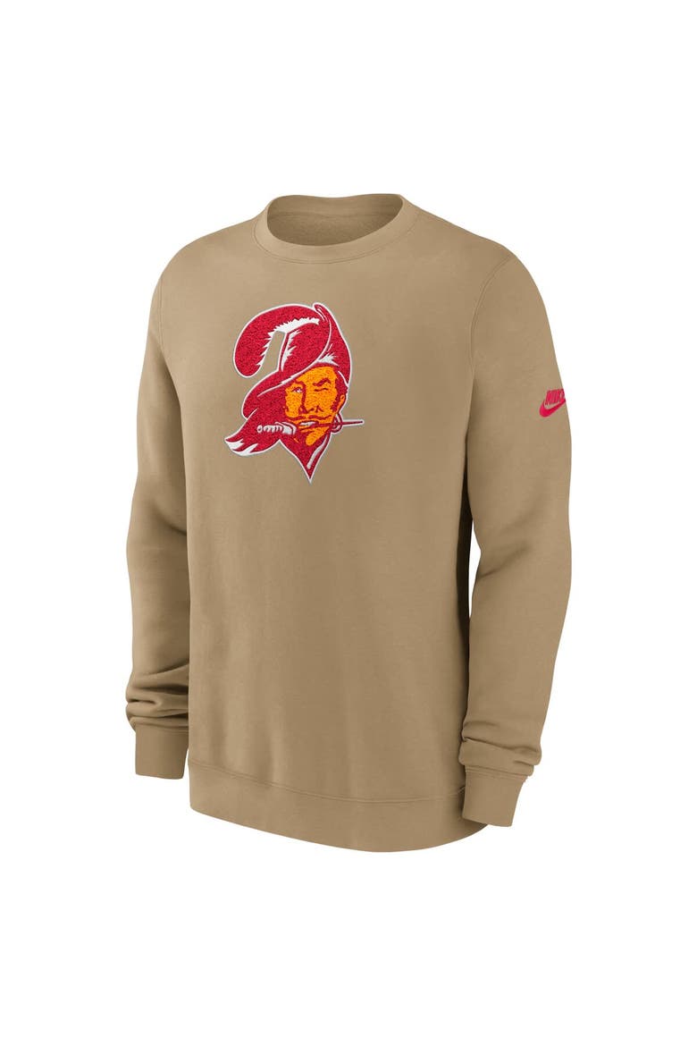 Men's Nike Tan Tampa Bay Buccaneers Swing Pass Rewind Club Pullover Sweatshirt, Alternate, color, Tan