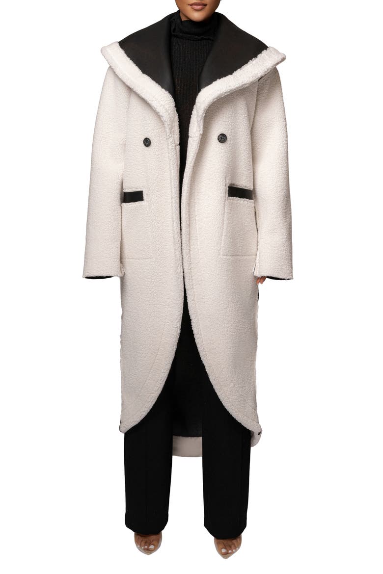 Jaida Reversible Faux Shearling Coat, Alternate, color, BLACK