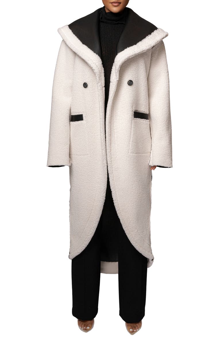 JLUXLABEL Jaida Reversible Faux Shearling Coat, Alternate, color, Black