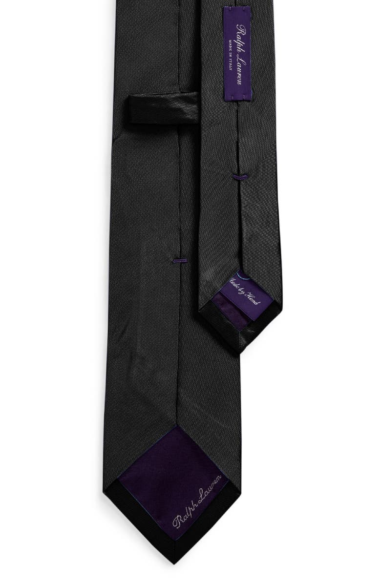 Ralph Lauren Purple Label Peau de Soie Solid Black Silk Tie, Alternate, color, Black