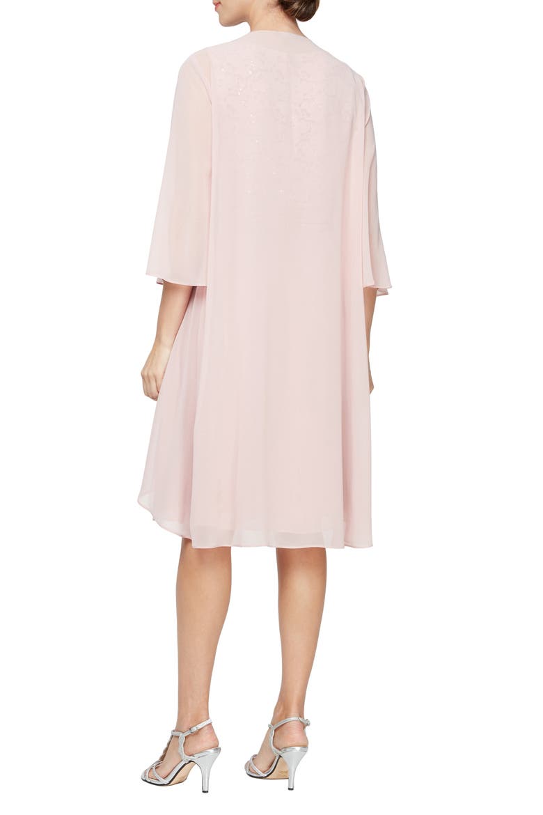 Tie Waist Detail Elongated Jacket Short Empire Waist Dress, Alternate, color, FDR