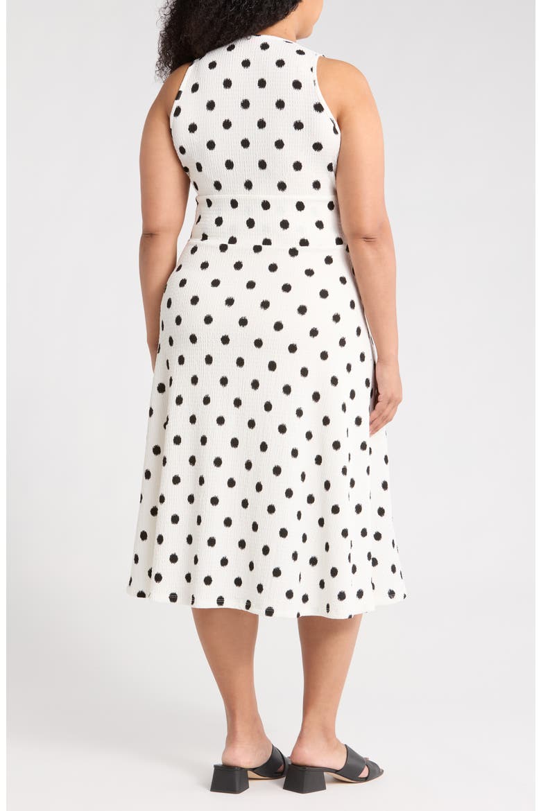 Polka Dot Sleeveless Fit & Flare Midi Dress, Alternate, color, WHITE/ BLACK