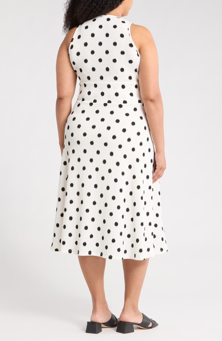 Renee C Polka Dot Sleeveless Fit & Flare Midi Dress, Alternate, color, White/ Black
