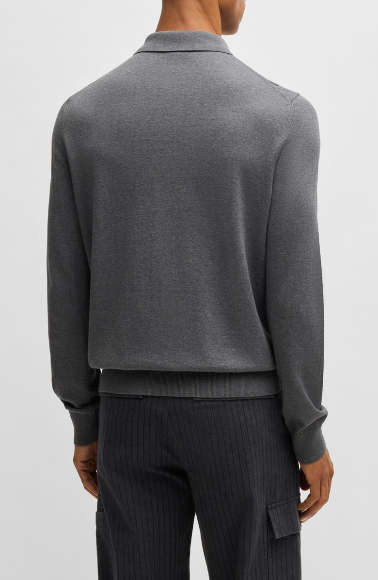 BOSS Gemello Cotton Polo Sweater, Alternate, color, Medium Grey
