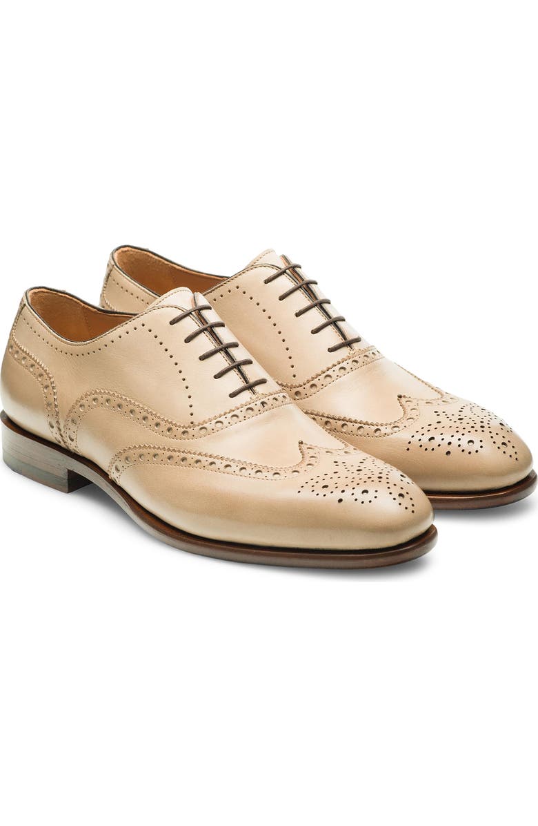 Magnanni Adriana Wingtip Oxford, Main, color, Cream