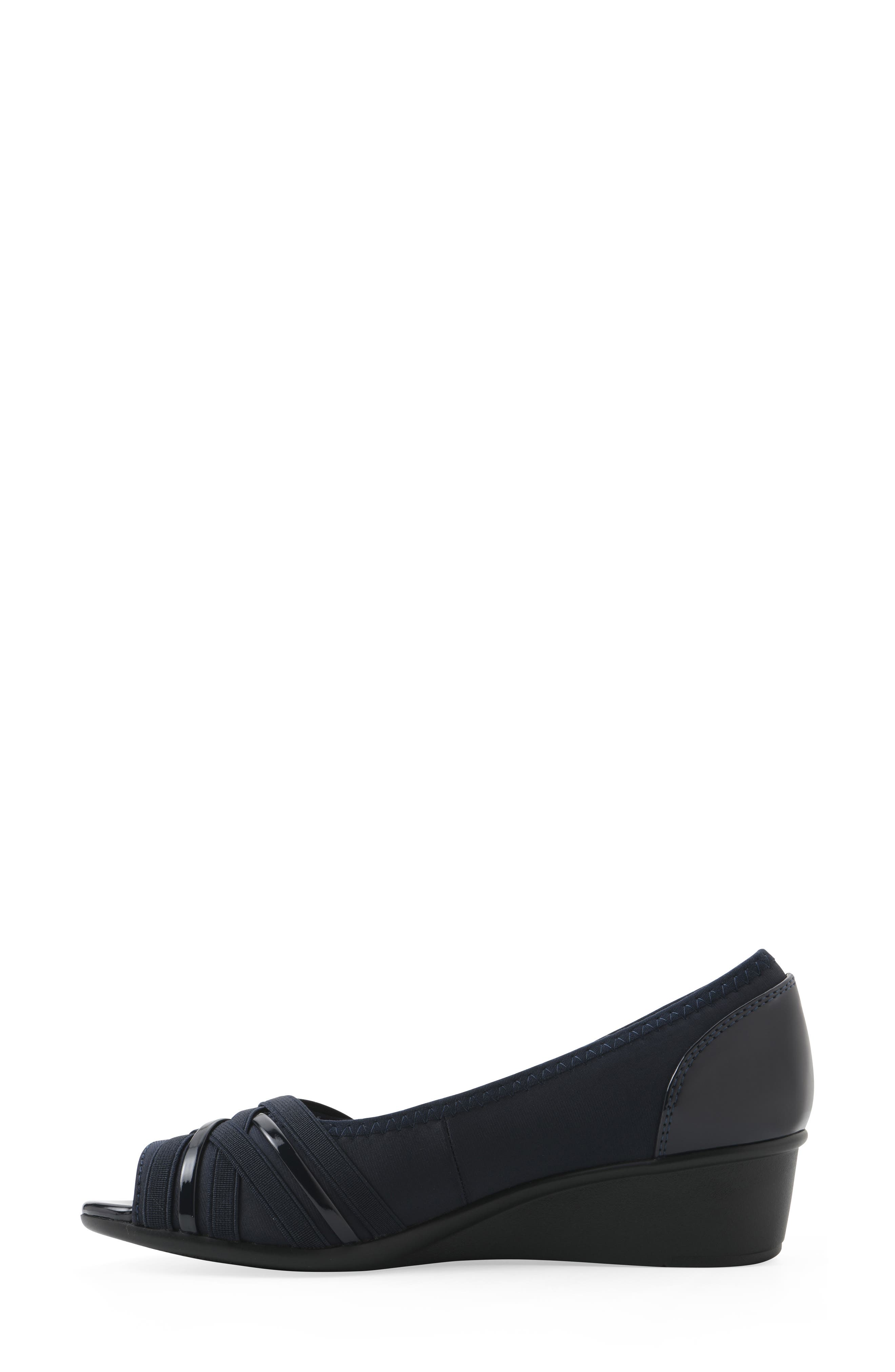Boldest Wedge Peep Toe Pump, Alternate, color, NAVY/ NYLON