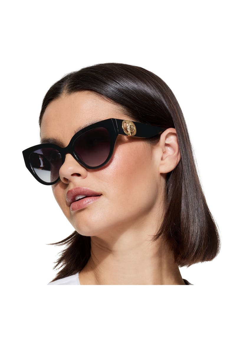 54mm Cat Eye Sunglasses, Alternate, color, BLACK/ SMOKE GRADIENT