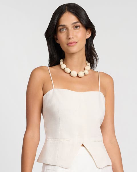 Air Linen Straight Neck Top