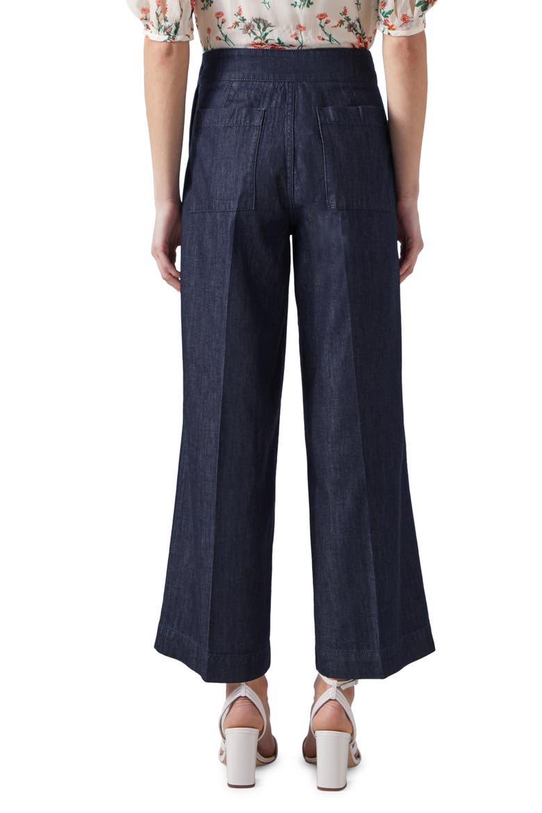 Nur Crop Wide Leg Denim Sailor Pants, Alternate, color, BLUE