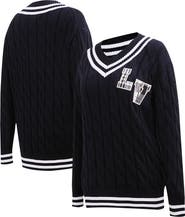 PRO STANDARD Women's Pro Standard  Black Las Vegas Raiders Prep V-Neck Pullover Sweater