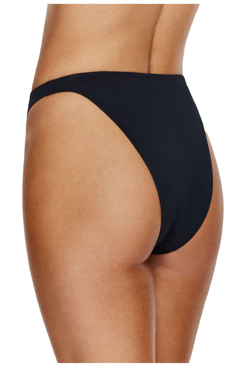 Solid Black High Waist High Leg Bikini Bottom Swimsuit, Alternate, color, Black
