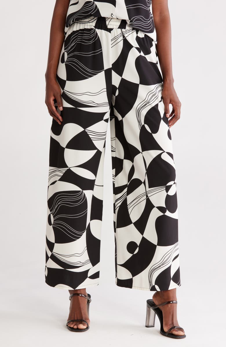 Love By Design Rythm Wide Leg Pants, Main, color, Black/ Ivory