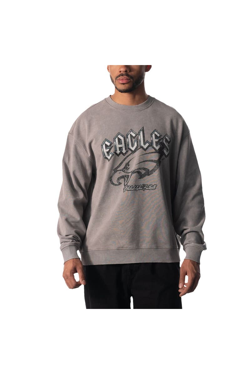 THE WILD COLLECTIVE Unisex The Wild Collective Gray Philadelphia Eagles Distressed Pullover Sweatshirt, Main, color, Gray