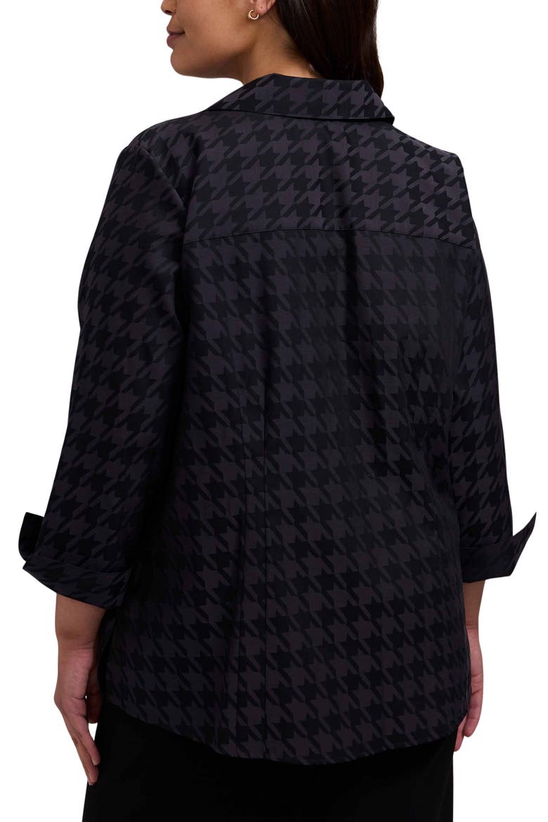 Taylor Houndstooth Jacquard Button-Up Shirt, Alternate, color, BLACK