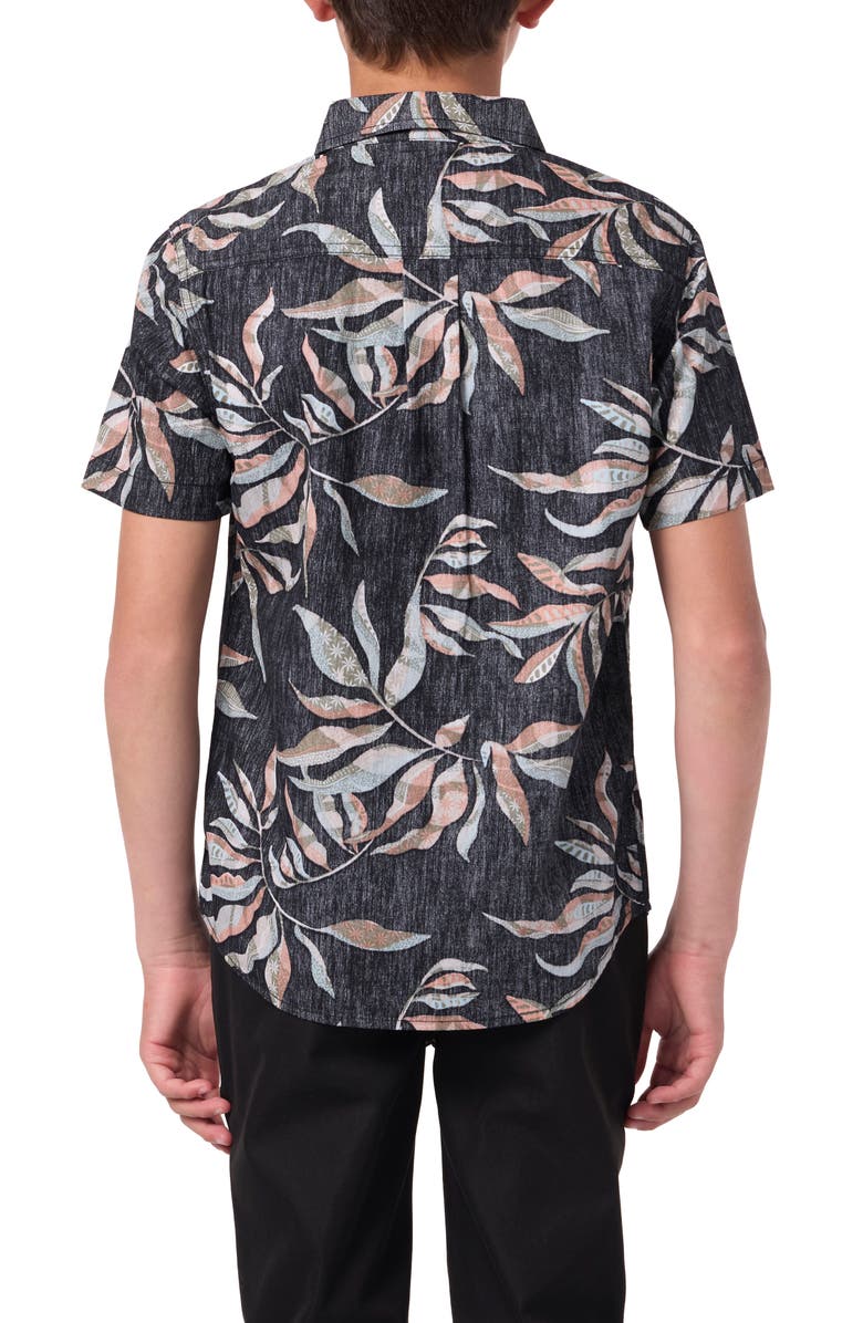 O'Neill Kids' Terrace Print Short Sleeve Button-Up Shirt, Alternate, color, Black