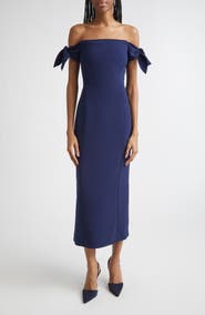 Carolina Herrera Off the Shoulder Stretch Crepe Column Dress