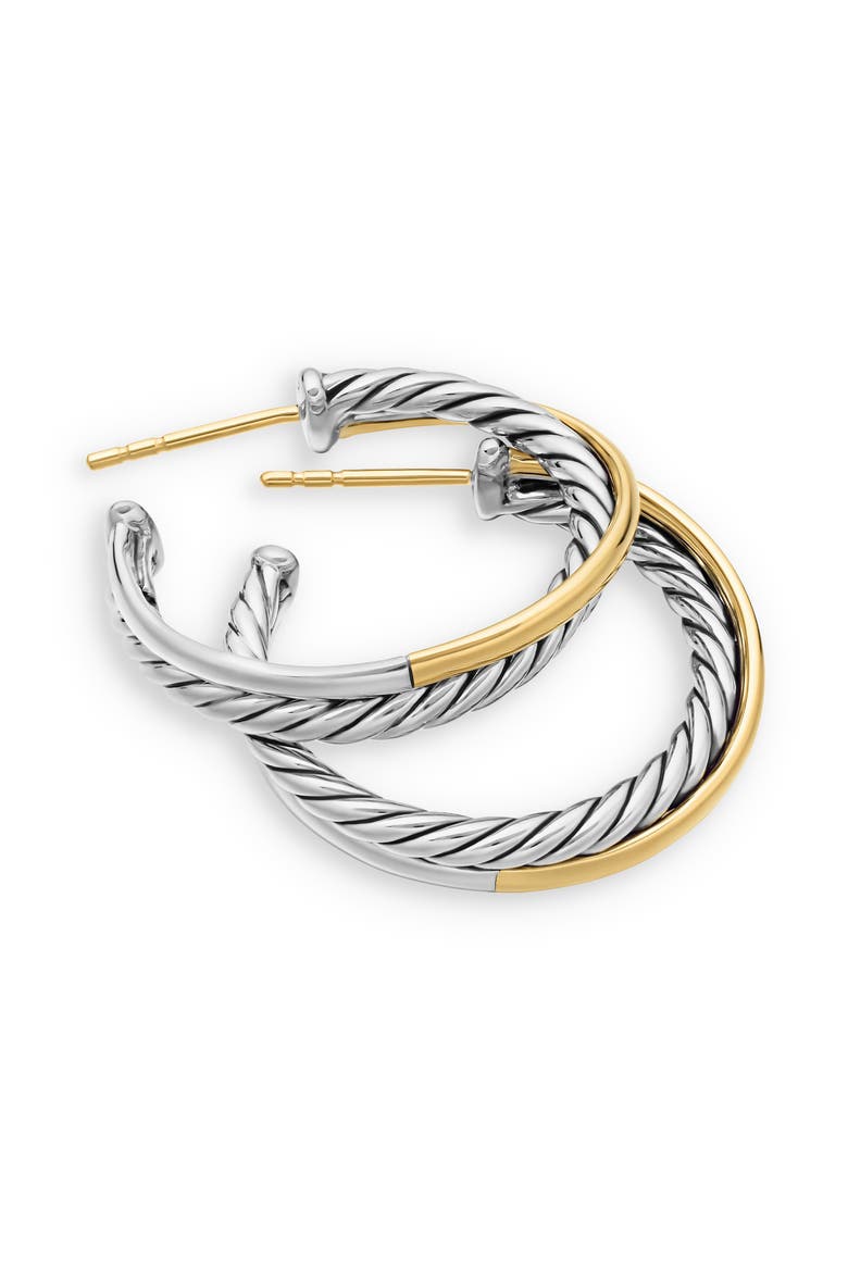 Crossover Medium Hoop Earrings, Alternate, color, SILVER/ GOLD