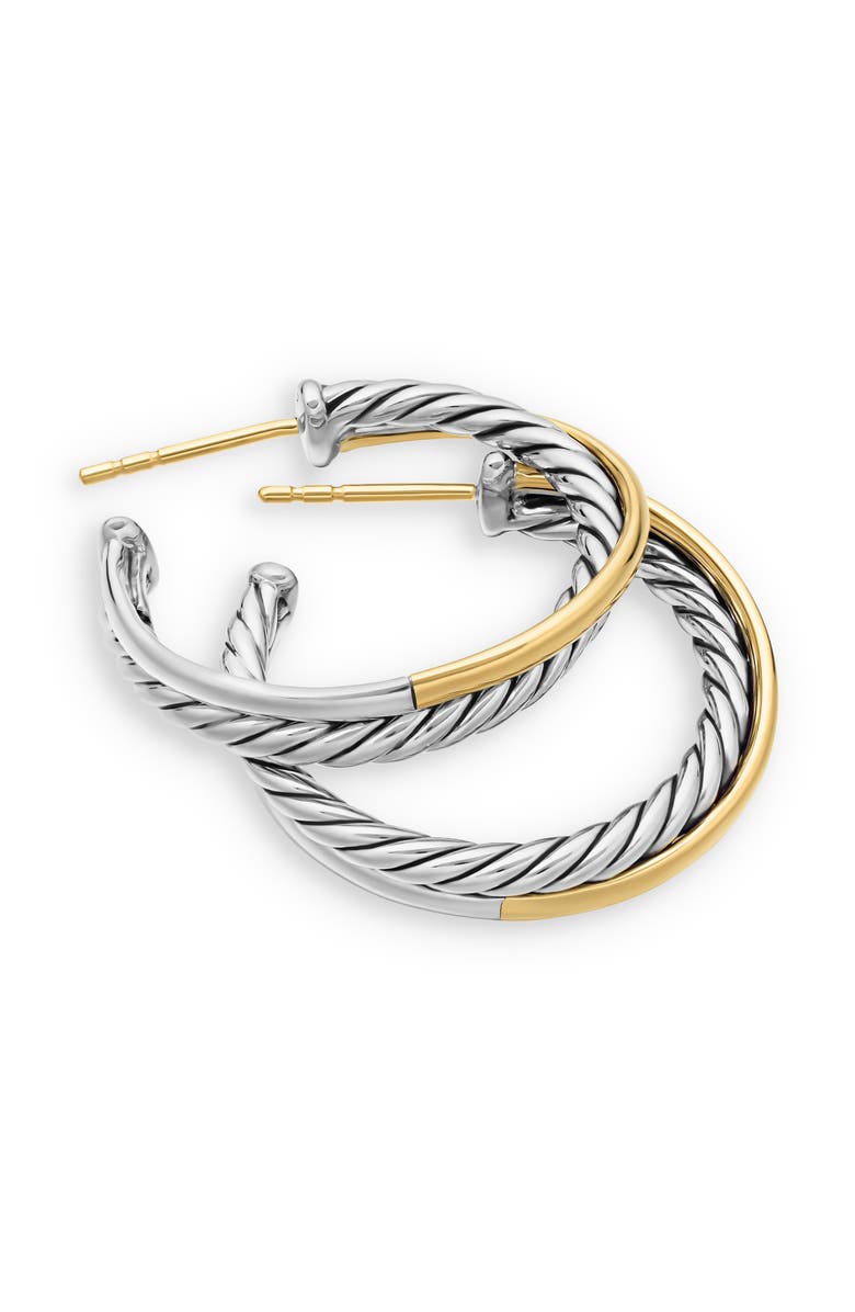 David Yurman Crossover Medium Hoop Earrings, Alternate, color, Silver/ Gold