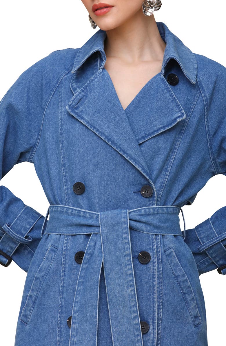 Avec Les Filles Denim Trench Coat, Alternate, color, 