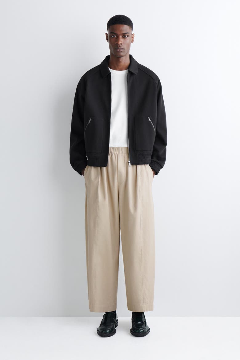 Cotton Cropped Barrel-Leg Pants, Main, color, BEIGE