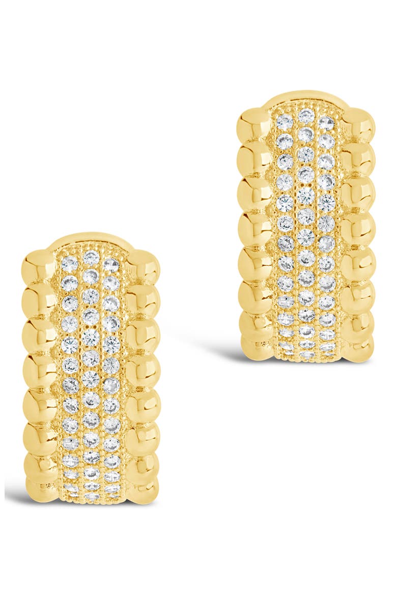 Ellerie Cubic Zirconia Micro Hoop Earrings, Alternate, color, GOLD