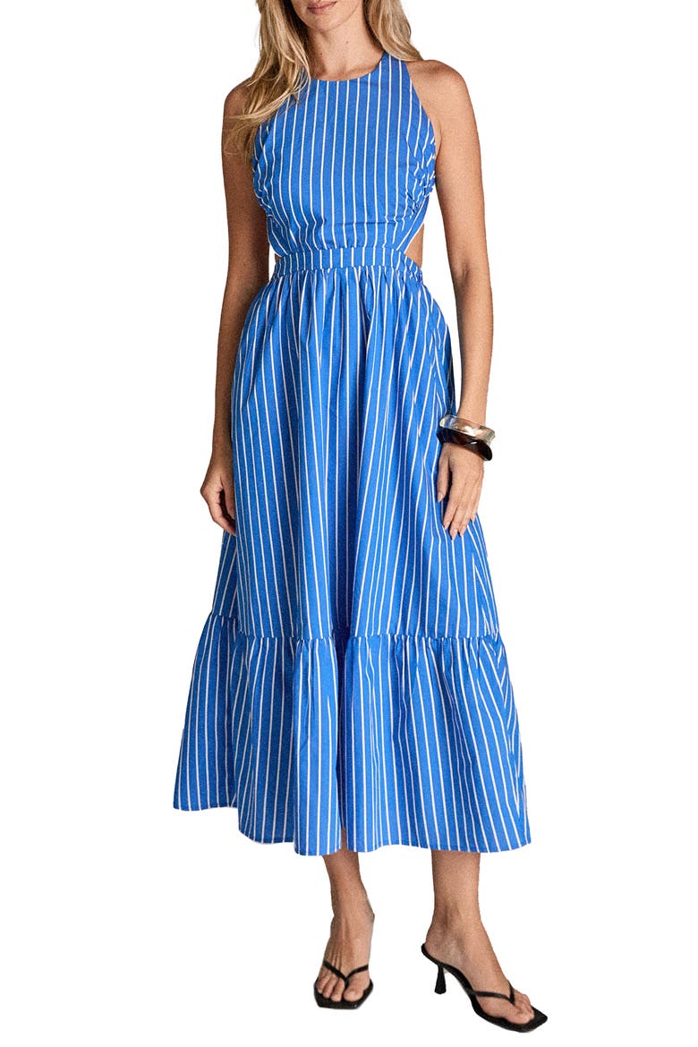Tiered Sleeveless Dress, Main, color, BLUE STRIPE