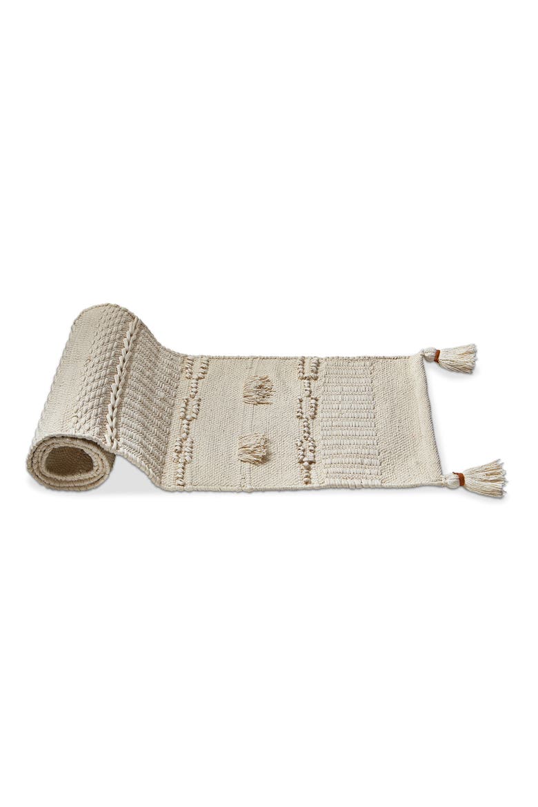 Bianca Tufted Tassel White Table Runner Cotton Spring Decor, Main, color, White