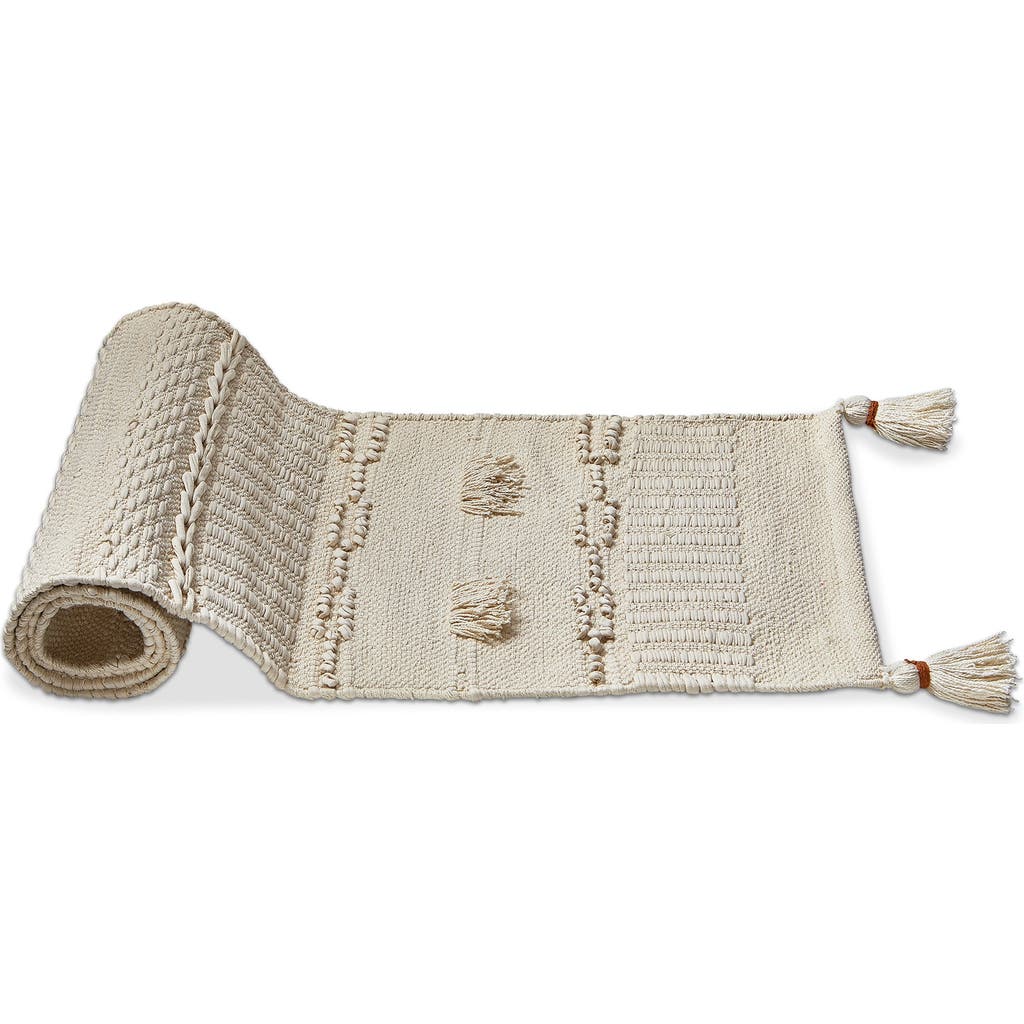 Tag Bianca Tufted Tassel White Table Runner Cotton Spring Decor In Neutral