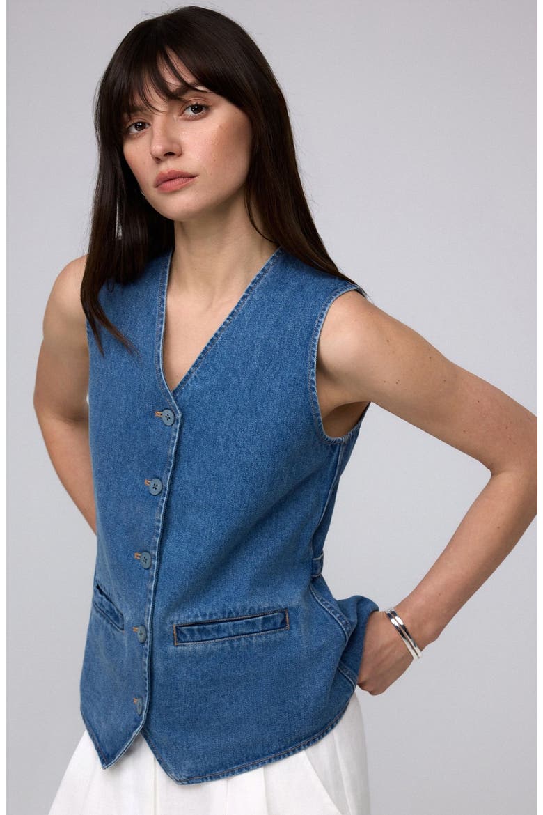 Denim Atelier Vest, Alternate, color, Light Blue Denim