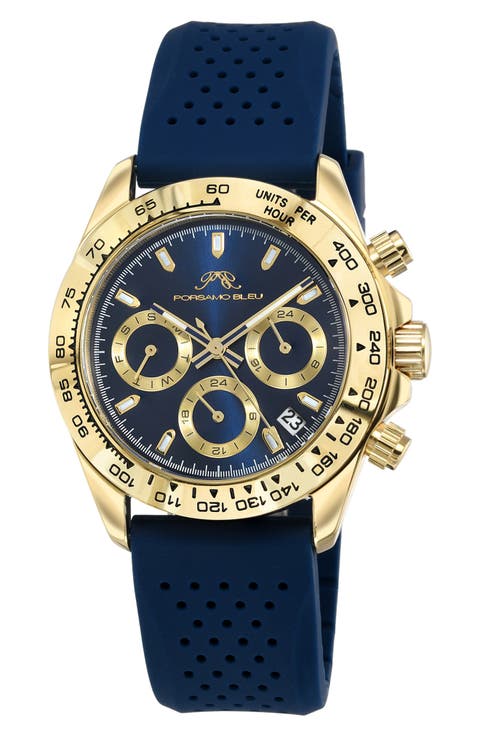 Women's Alexis Chronograph Sport Blue Silicone Watch, 37mm