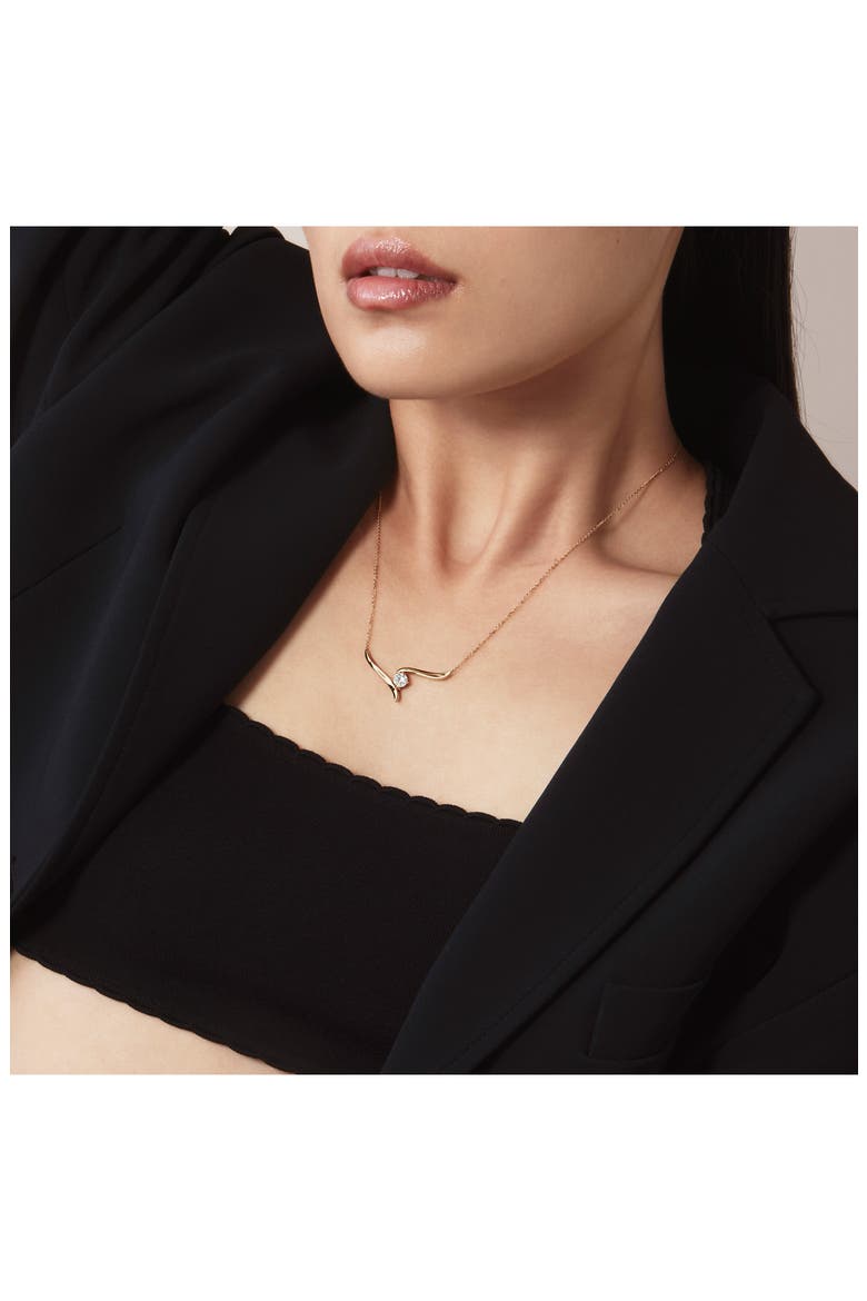 Vela Crossover Pendant Necklace, Alternate, color, YELLOW GOLD/ DIAMOND