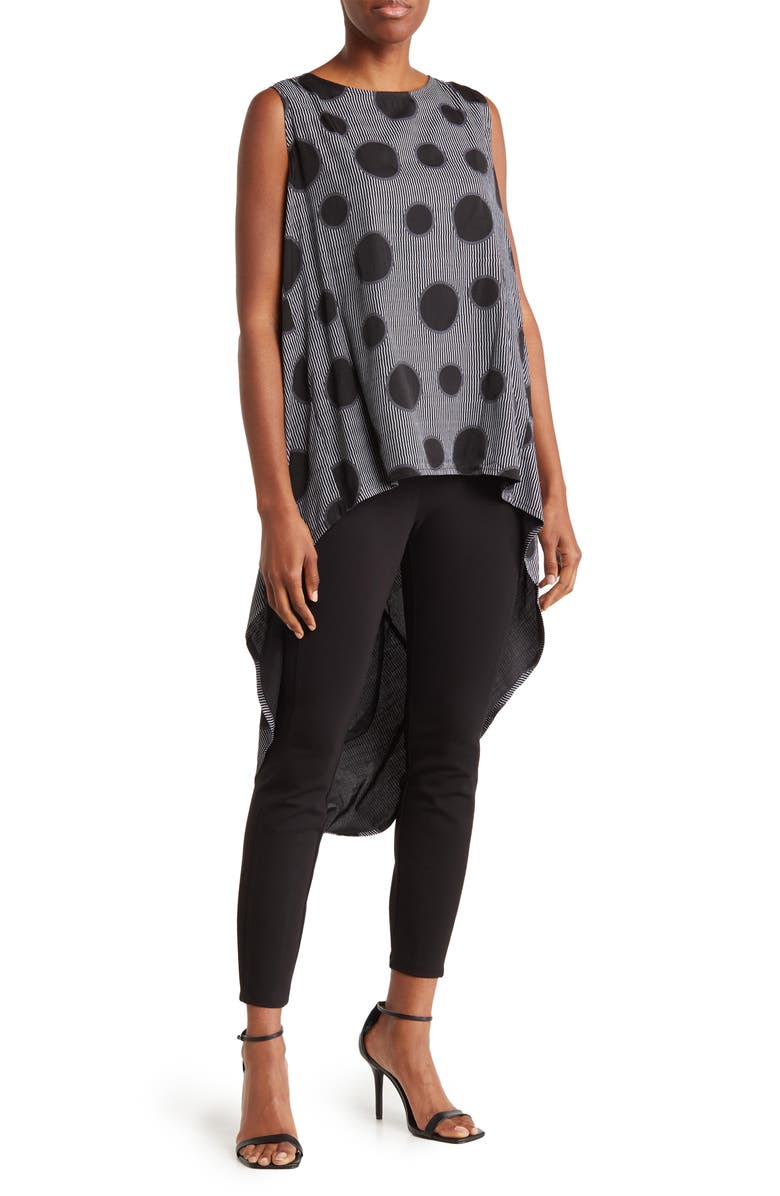 PATRIZIA LUCA Scoop Neck Sleeveless Dot Stripe Print Dress, Main, color,