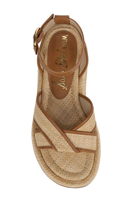 Sam Edelman Nylie Woven Wedge Platform Sandal In Bleached Beechwood/saddle