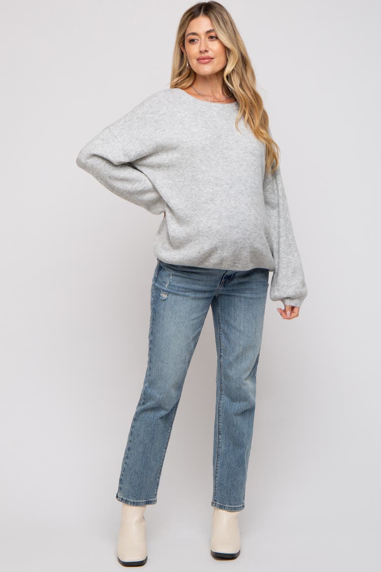 Basic Drop Shoulder Sweater, Alternate, color, Silver